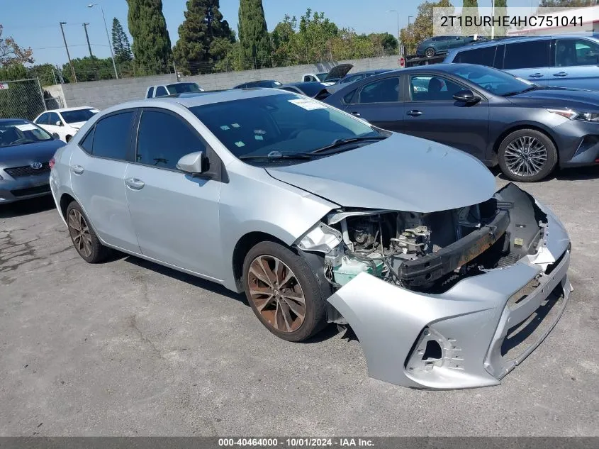 2017 Toyota Corolla Xse VIN: 2T1BURHE4HC751041 Lot: 40464000