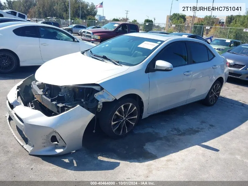 2017 Toyota Corolla Xse VIN: 2T1BURHE4HC751041 Lot: 40464000