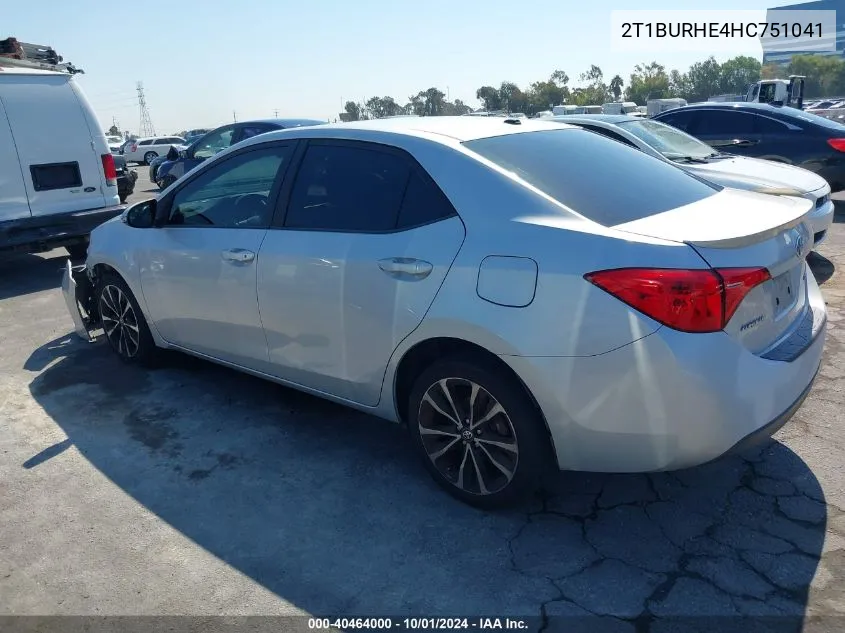 2017 Toyota Corolla Xse VIN: 2T1BURHE4HC751041 Lot: 40464000