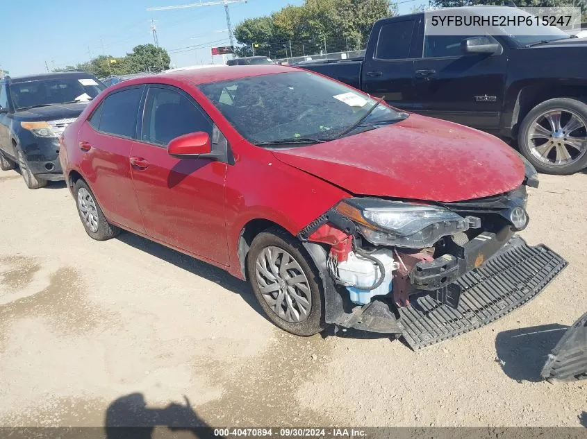 2017 Toyota Corolla Le VIN: 5YFBURHE2HP615247 Lot: 40470894