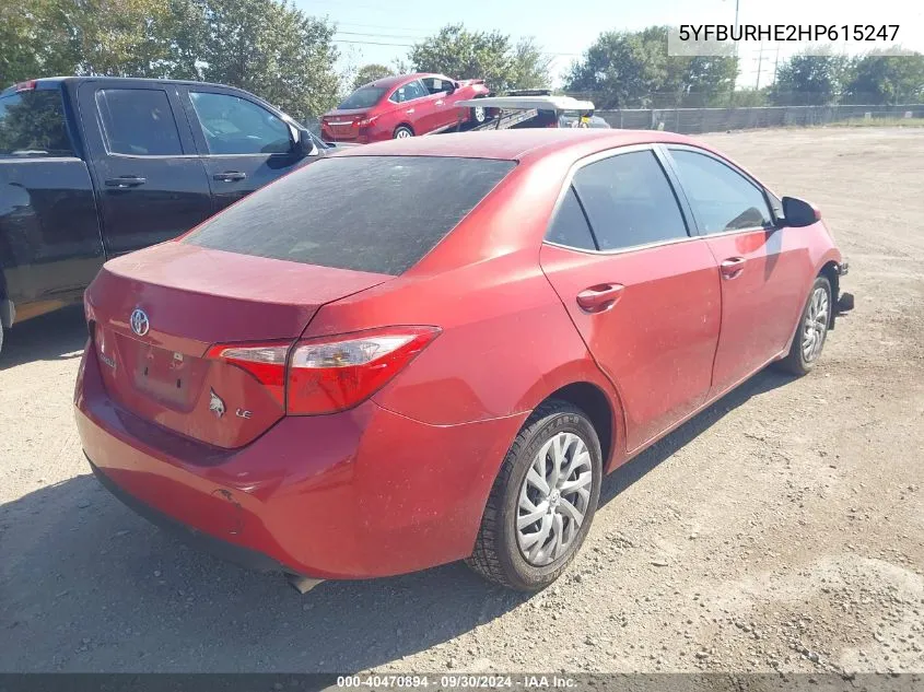 2017 Toyota Corolla Le VIN: 5YFBURHE2HP615247 Lot: 40470894