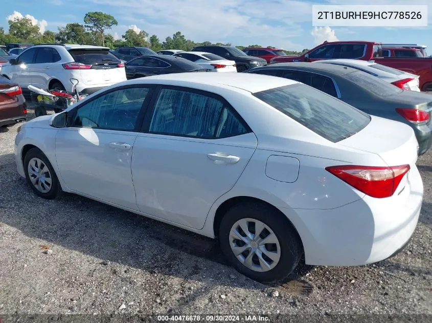 2017 Toyota Corolla L/Le/Xle/Se/Xse VIN: 2T1BURHE9HC778526 Lot: 40476678