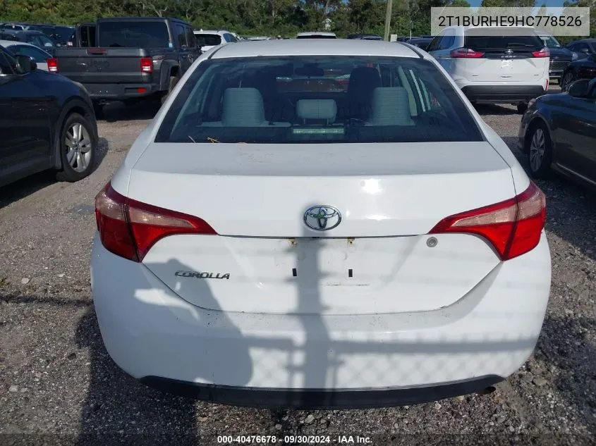 2017 Toyota Corolla L/Le/Xle/Se/Xse VIN: 2T1BURHE9HC778526 Lot: 40476678