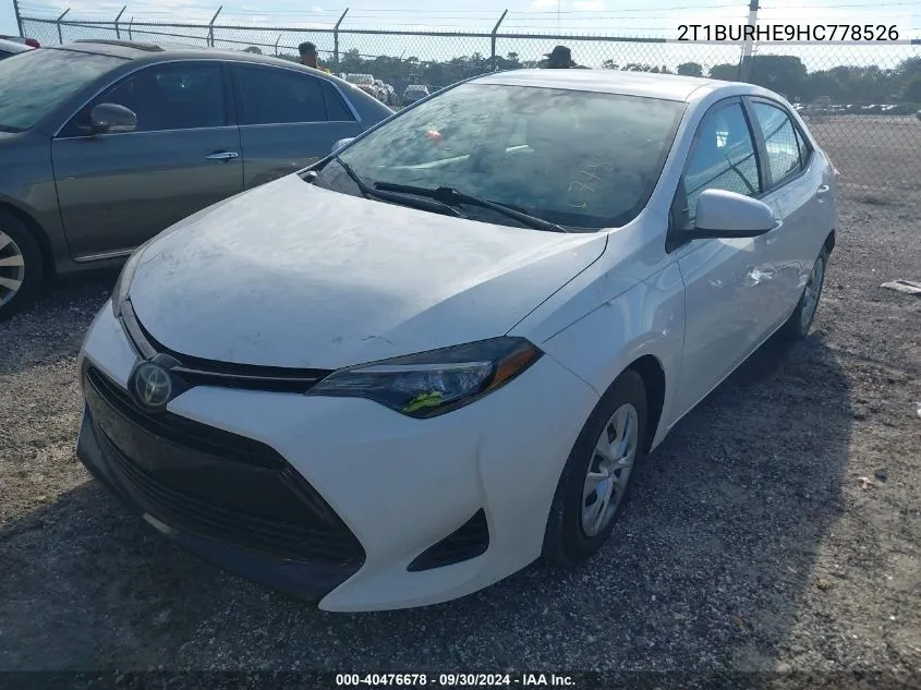 2017 Toyota Corolla L/Le/Xle/Se/Xse VIN: 2T1BURHE9HC778526 Lot: 40476678