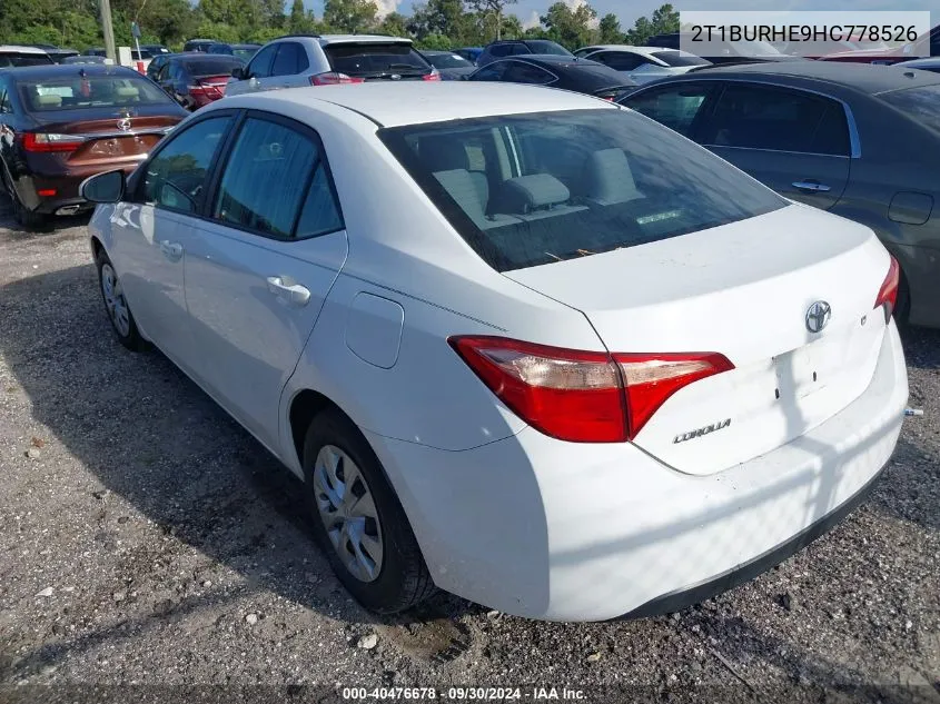 2017 Toyota Corolla L/Le/Xle/Se/Xse VIN: 2T1BURHE9HC778526 Lot: 40476678