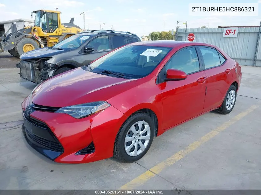 2017 Toyota Corolla Le VIN: 2T1BURHE5HC886321 Lot: 40525161