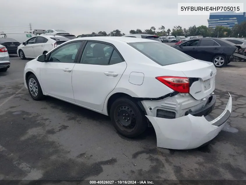 2017 Toyota Corolla Le VIN: 5YFBURHE4HP705015 Lot: 40526027