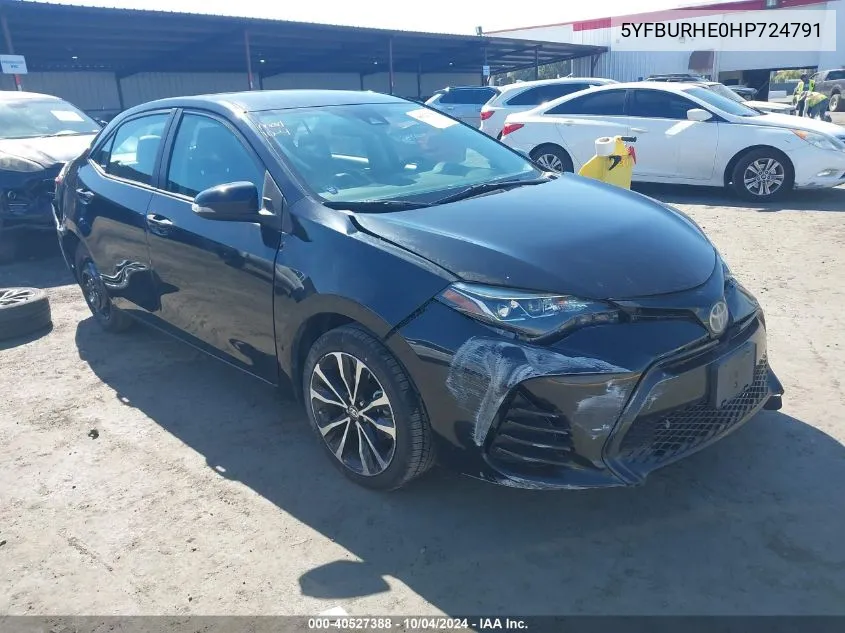 2017 Toyota Corolla Se VIN: 5YFBURHE0HP724791 Lot: 40527388