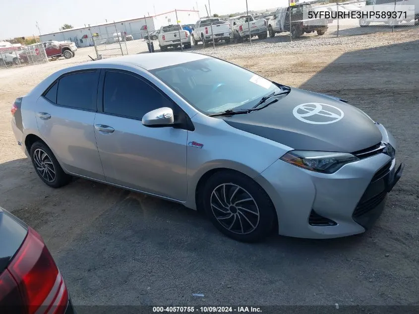 2017 Toyota Corolla Le VIN: 5YFBURHE3HP589371 Lot: 40570755