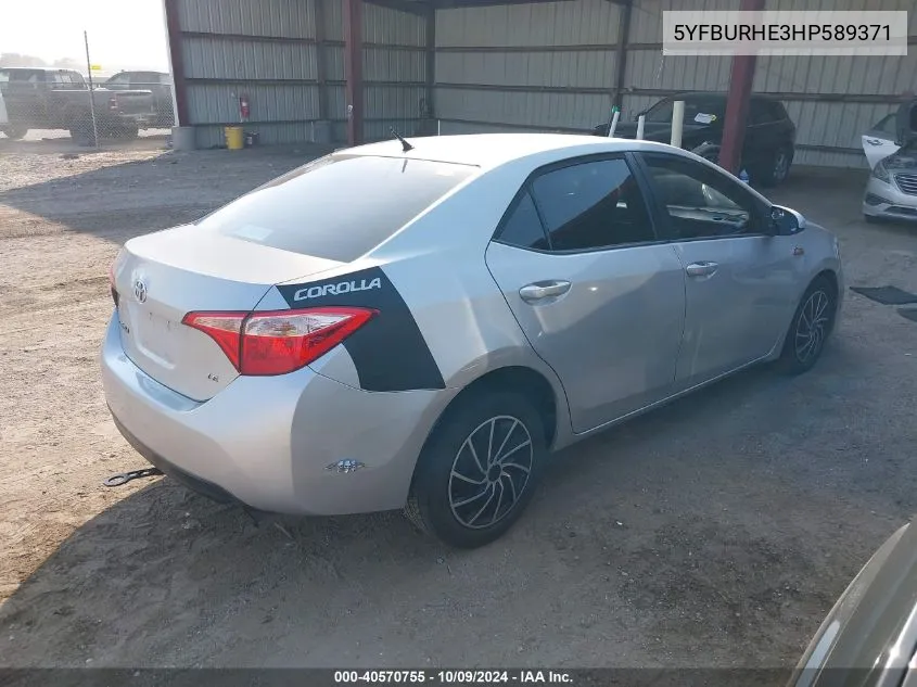 2017 Toyota Corolla Le VIN: 5YFBURHE3HP589371 Lot: 40570755