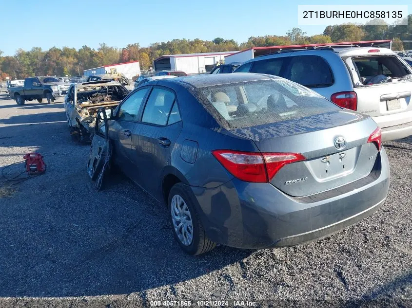 2017 Toyota Corolla Le VIN: 2T1BURHE0HC858135 Lot: 40571865