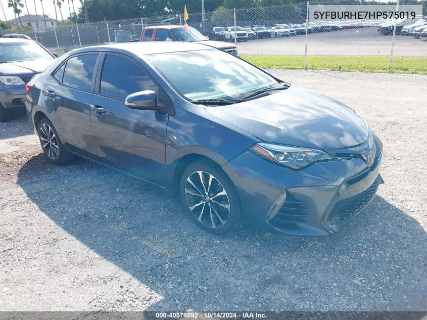 2017 Toyota Corolla Se VIN: 5YFBURHE7HP575019 Lot: 40579892