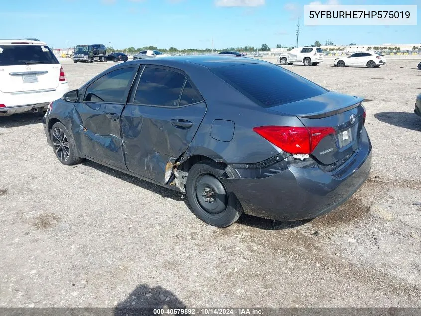 2017 Toyota Corolla Se VIN: 5YFBURHE7HP575019 Lot: 40579892