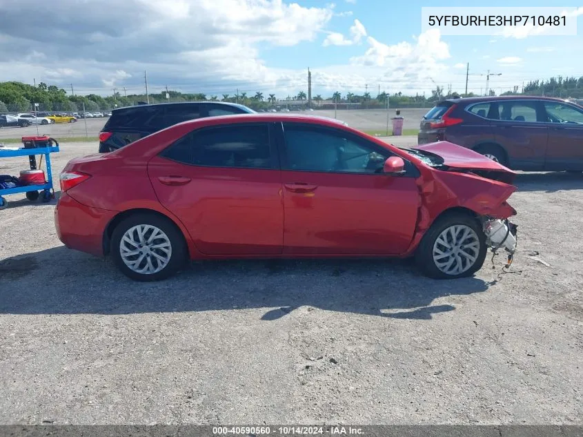 2017 Toyota Corolla Le VIN: 5YFBURHE3HP710481 Lot: 40590560