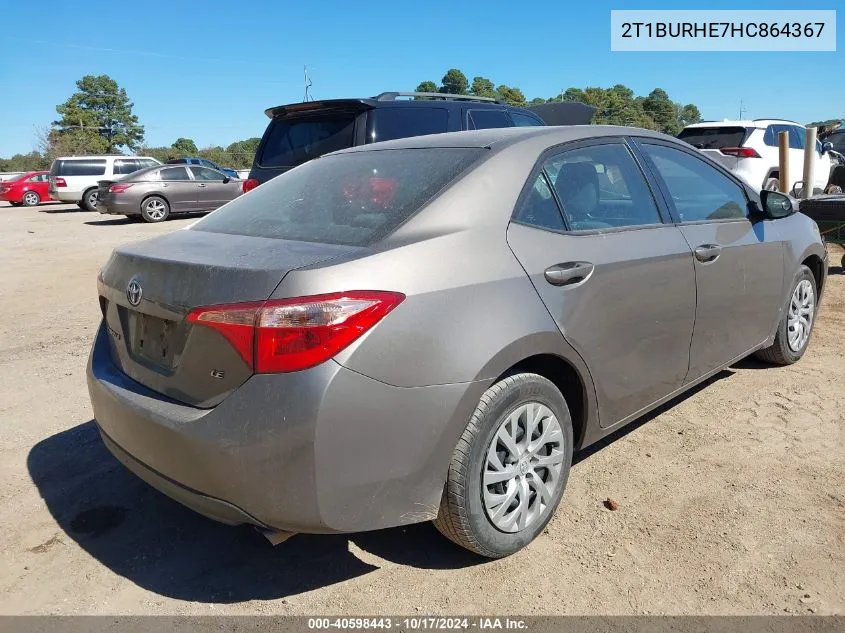 2017 Toyota Corolla Le VIN: 2T1BURHE7HC864367 Lot: 40598443