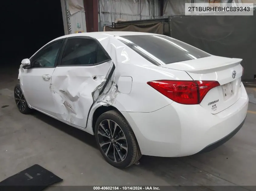 2017 Toyota Corolla Se VIN: 2T1BURHE8HC889343 Lot: 40602184