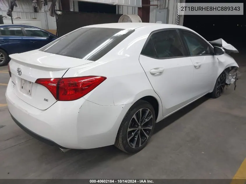 2017 Toyota Corolla Se VIN: 2T1BURHE8HC889343 Lot: 40602184