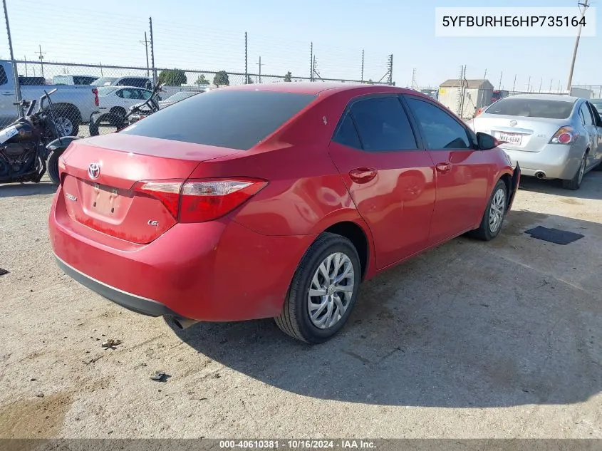 2017 Toyota Corolla Le VIN: 5YFBURHE6HP735164 Lot: 40610381