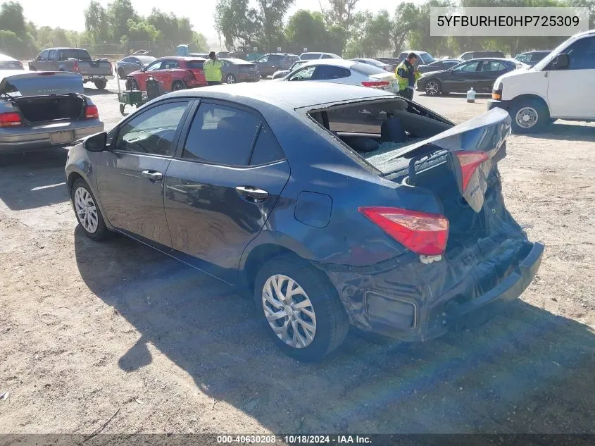 2017 Toyota Corolla Le VIN: 5YFBURHE0HP725309 Lot: 40630208