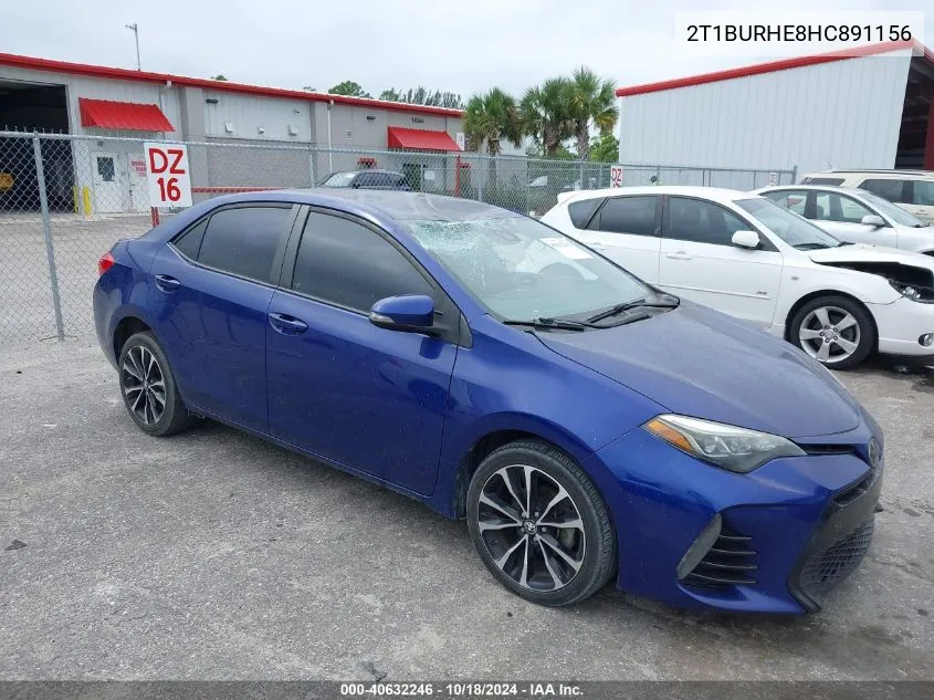 2017 Toyota Corolla Se VIN: 2T1BURHE8HC891156 Lot: 40632246