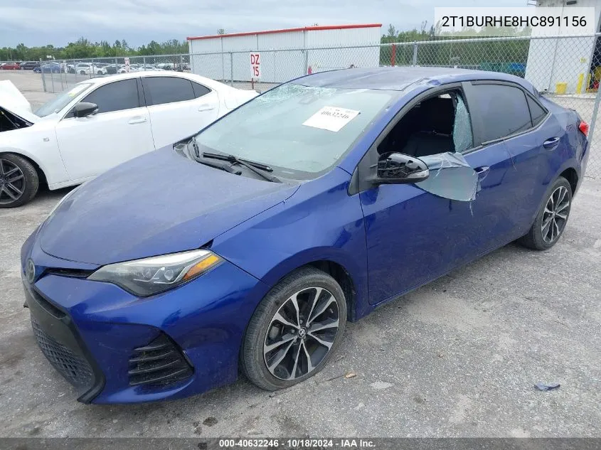 2017 Toyota Corolla Se VIN: 2T1BURHE8HC891156 Lot: 40632246