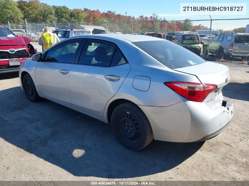 2017 Toyota Corolla Le VIN: 2T1BURHE8HC918727 Lot: 40634476