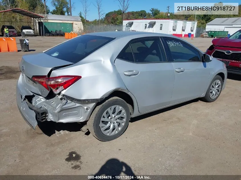 2017 Toyota Corolla Le VIN: 2T1BURHE8HC918727 Lot: 40634476