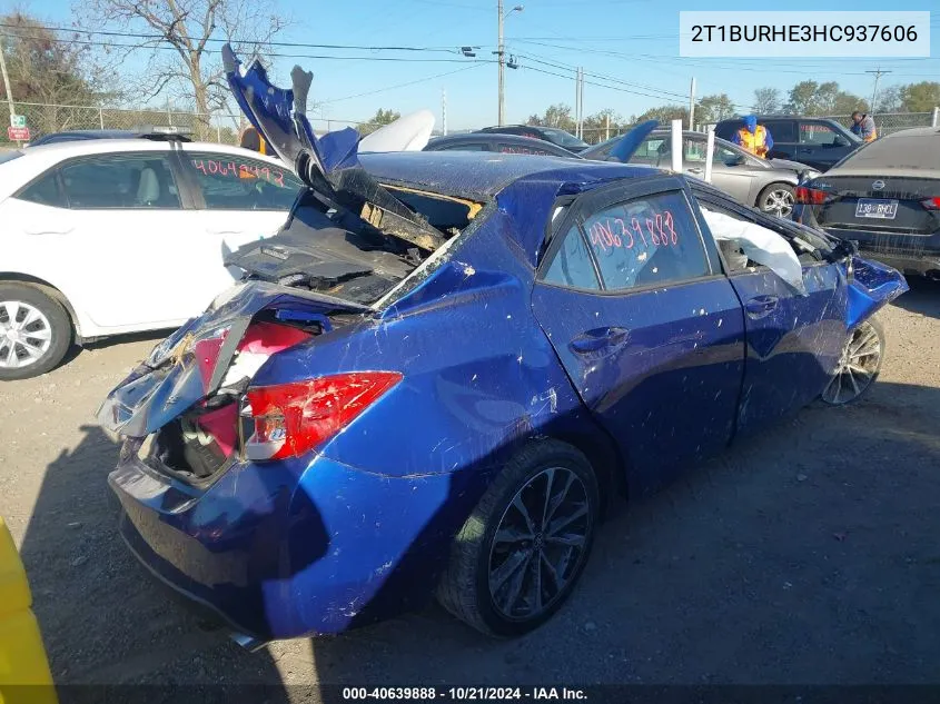 2017 Toyota Corolla L/Le/Xle/Se/Xse VIN: 2T1BURHE3HC937606 Lot: 40639888