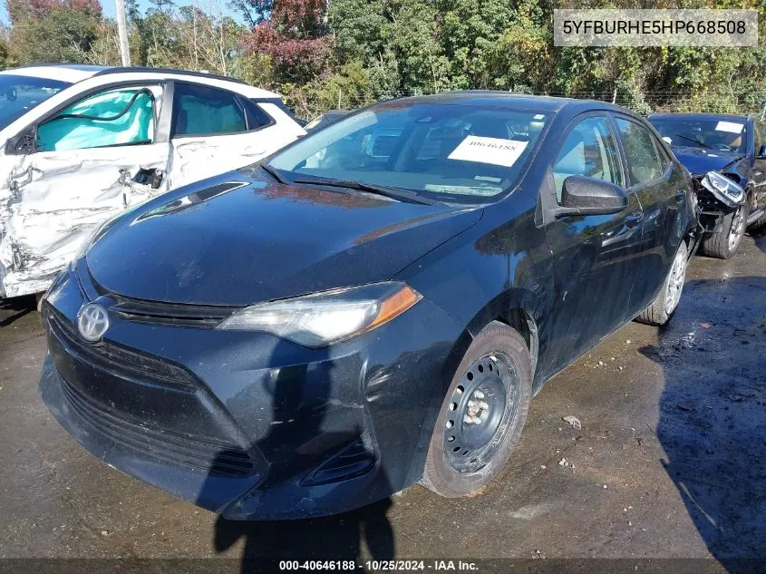 2017 Toyota Corolla Le VIN: 5YFBURHE5HP668508 Lot: 40646188