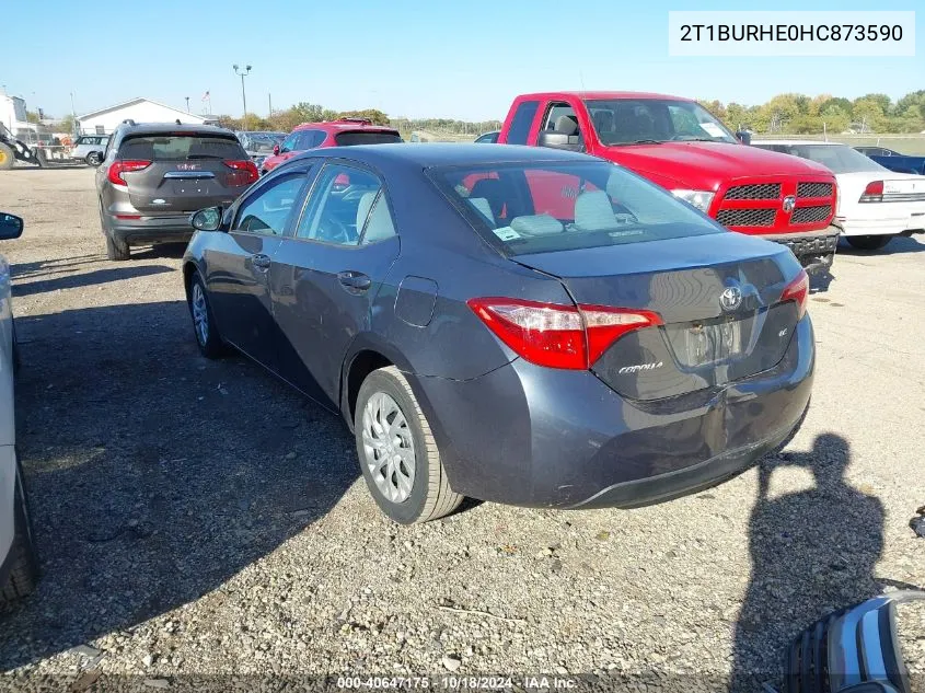 2017 Toyota Corolla Le VIN: 2T1BURHE0HC873590 Lot: 40647175