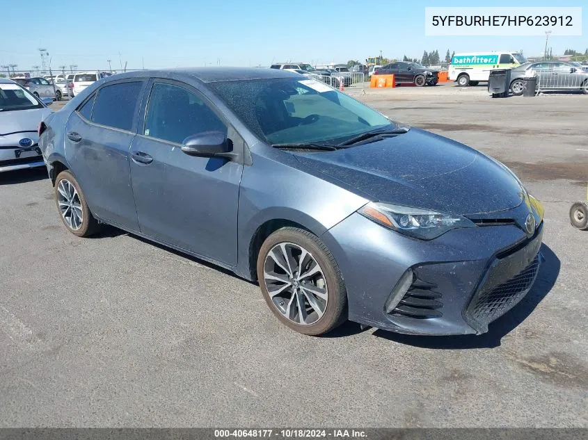 2017 Toyota Corolla Se VIN: 5YFBURHE7HP623912 Lot: 40648177