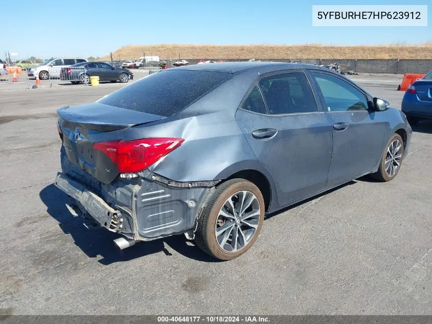 2017 Toyota Corolla Se VIN: 5YFBURHE7HP623912 Lot: 40648177