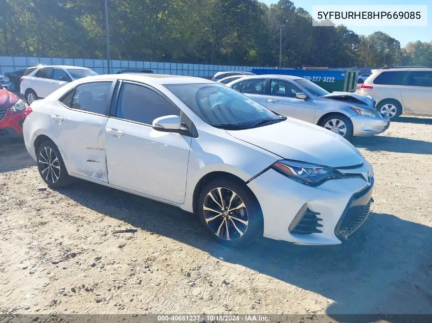 2017 Toyota Corolla L/Le/Xle/Se/Xse VIN: 5YFBURHE8HP669085 Lot: 40651237