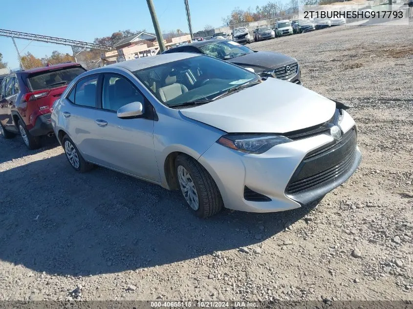 2017 Toyota Corolla Le VIN: 2T1BURHE5HC917793 Lot: 40655115