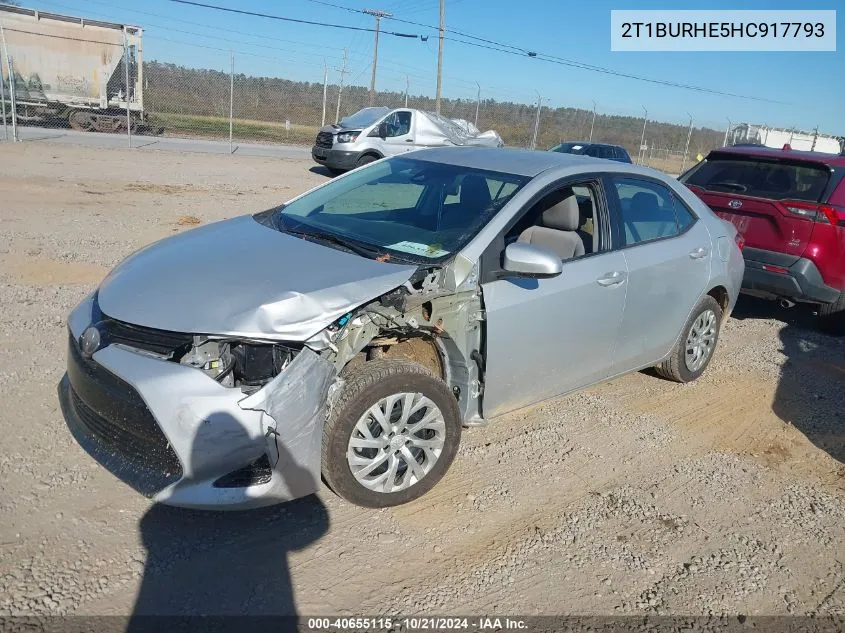 2017 Toyota Corolla Le VIN: 2T1BURHE5HC917793 Lot: 40655115