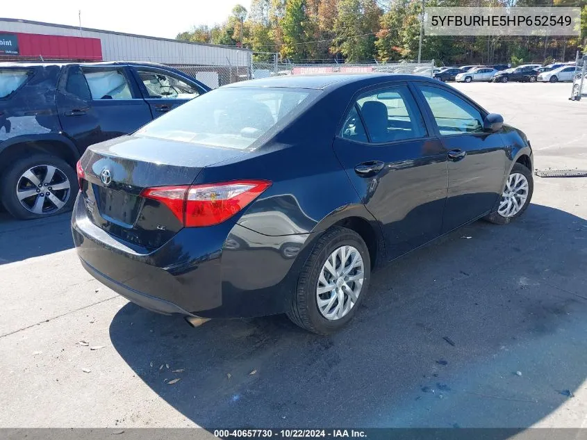 2017 Toyota Corolla Le VIN: 5YFBURHE5HP652549 Lot: 40657730