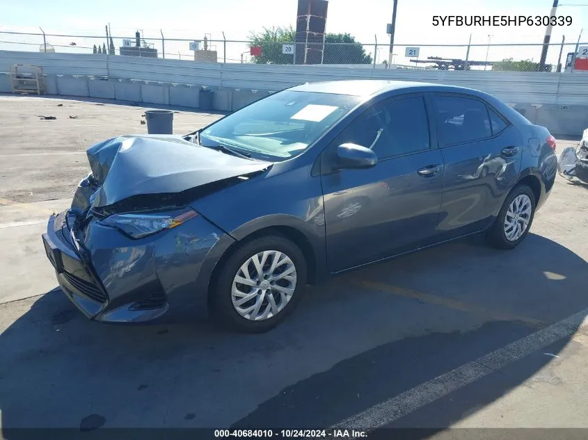 2017 Toyota Corolla Le VIN: 5YFBURHE5HP630339 Lot: 40684010