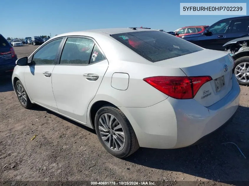 2017 Toyota Corolla Xle VIN: 5YFBURHE0HP702239 Lot: 40691778