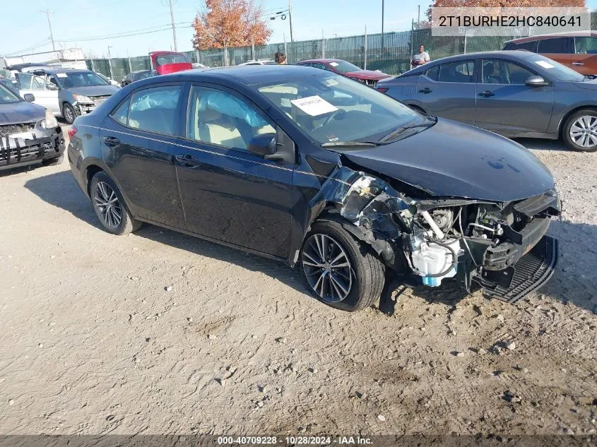 2017 Toyota Corolla L/Le/Xle/Se/Xse VIN: 2T1BURHE2HC840641 Lot: 40709228