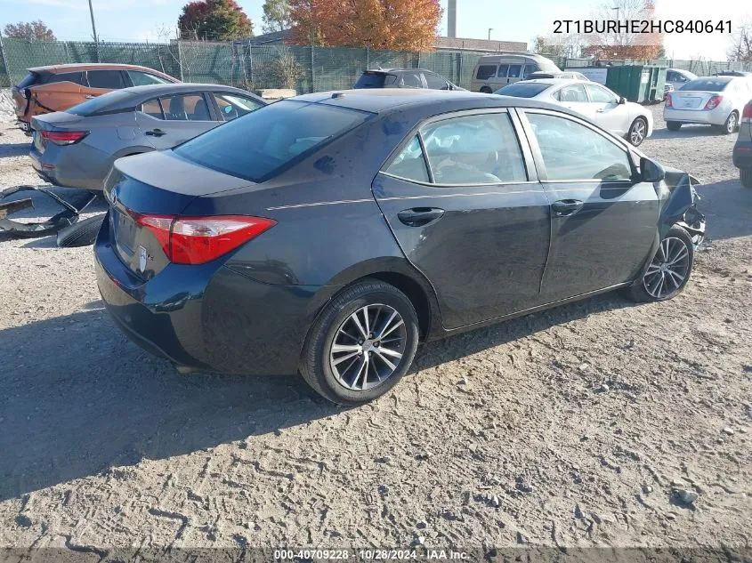 2017 Toyota Corolla L/Le/Xle/Se/Xse VIN: 2T1BURHE2HC840641 Lot: 40709228