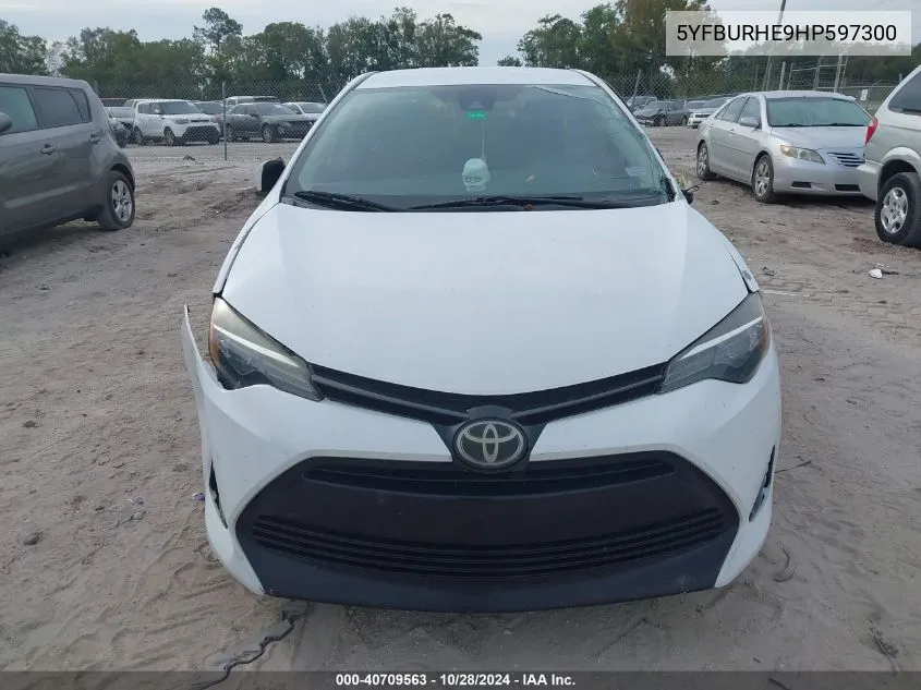 2017 Toyota Corolla Le VIN: 5YFBURHE9HP597300 Lot: 40709563