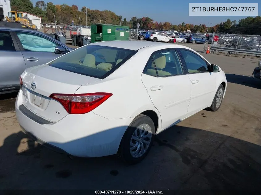 2017 Toyota Corolla Le VIN: 2T1BURHE8HC747767 Lot: 40711273