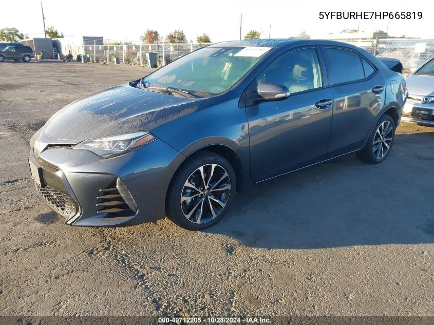 2017 Toyota Corolla Xse VIN: 5YFBURHE7HP665819 Lot: 40712205