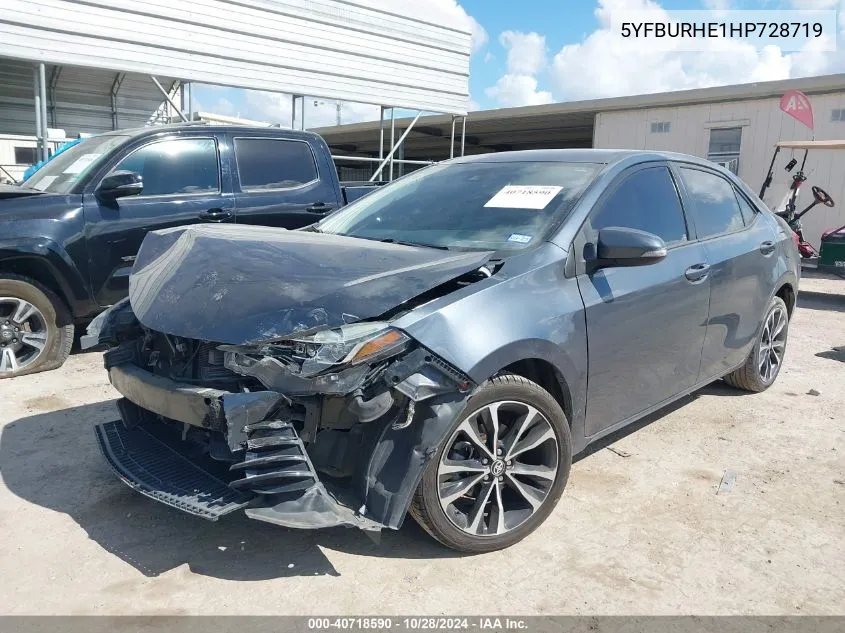 2017 Toyota Corolla Se VIN: 5YFBURHE1HP728719 Lot: 40718590