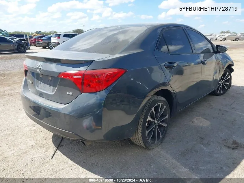 2017 Toyota Corolla Se VIN: 5YFBURHE1HP728719 Lot: 40718590