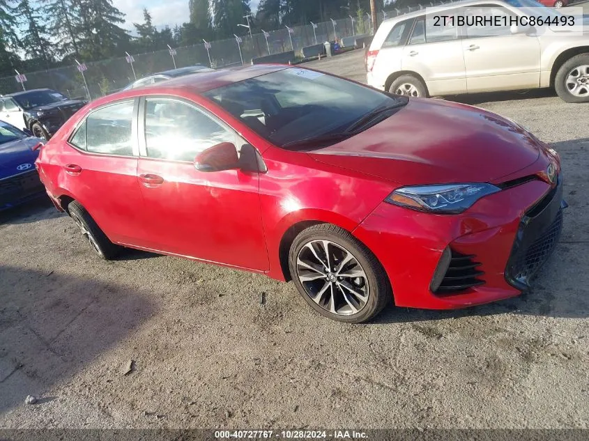 2017 Toyota Corolla Se VIN: 2T1BURHE1HC864493 Lot: 40727767