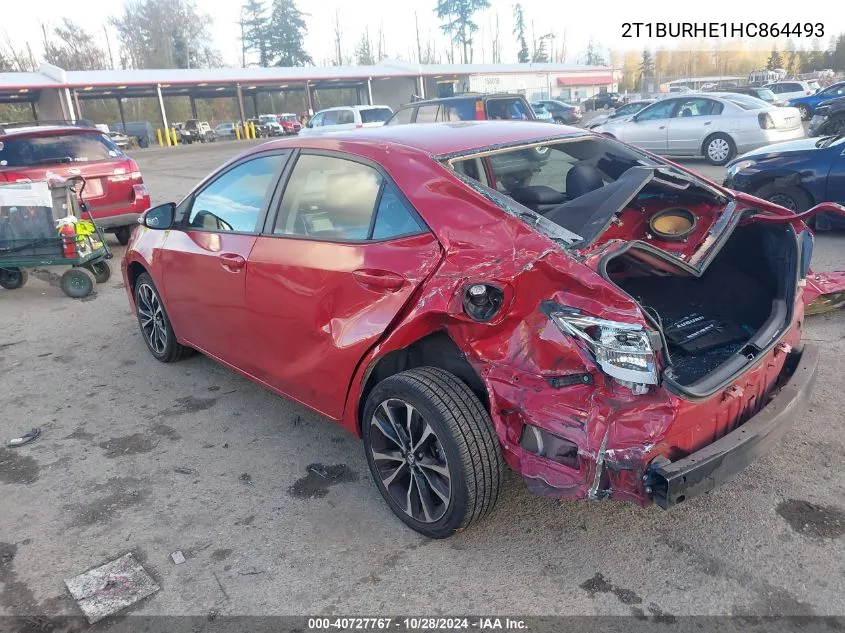 2017 Toyota Corolla Se VIN: 2T1BURHE1HC864493 Lot: 40727767