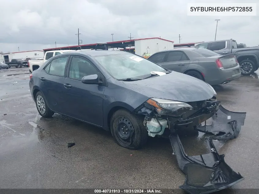 2017 Toyota Corolla Le VIN: 5YFBURHE6HP572855 Lot: 40731913