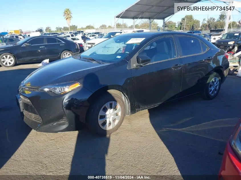 2017 Toyota Corolla L VIN: 5YFBURHE6HP734547 Lot: 40738519