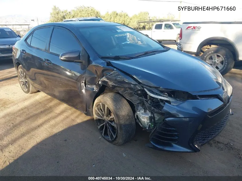 2017 Toyota Corolla Xse VIN: 5YFBURHE4HP671660 Lot: 40745034